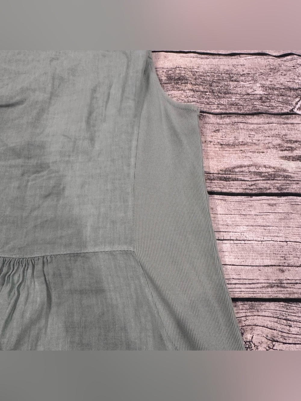 Lungo L’Arno Sleeveless Linen Blend Mini Dress Textured Neckline in Sage Green L - Picture 9 of 9